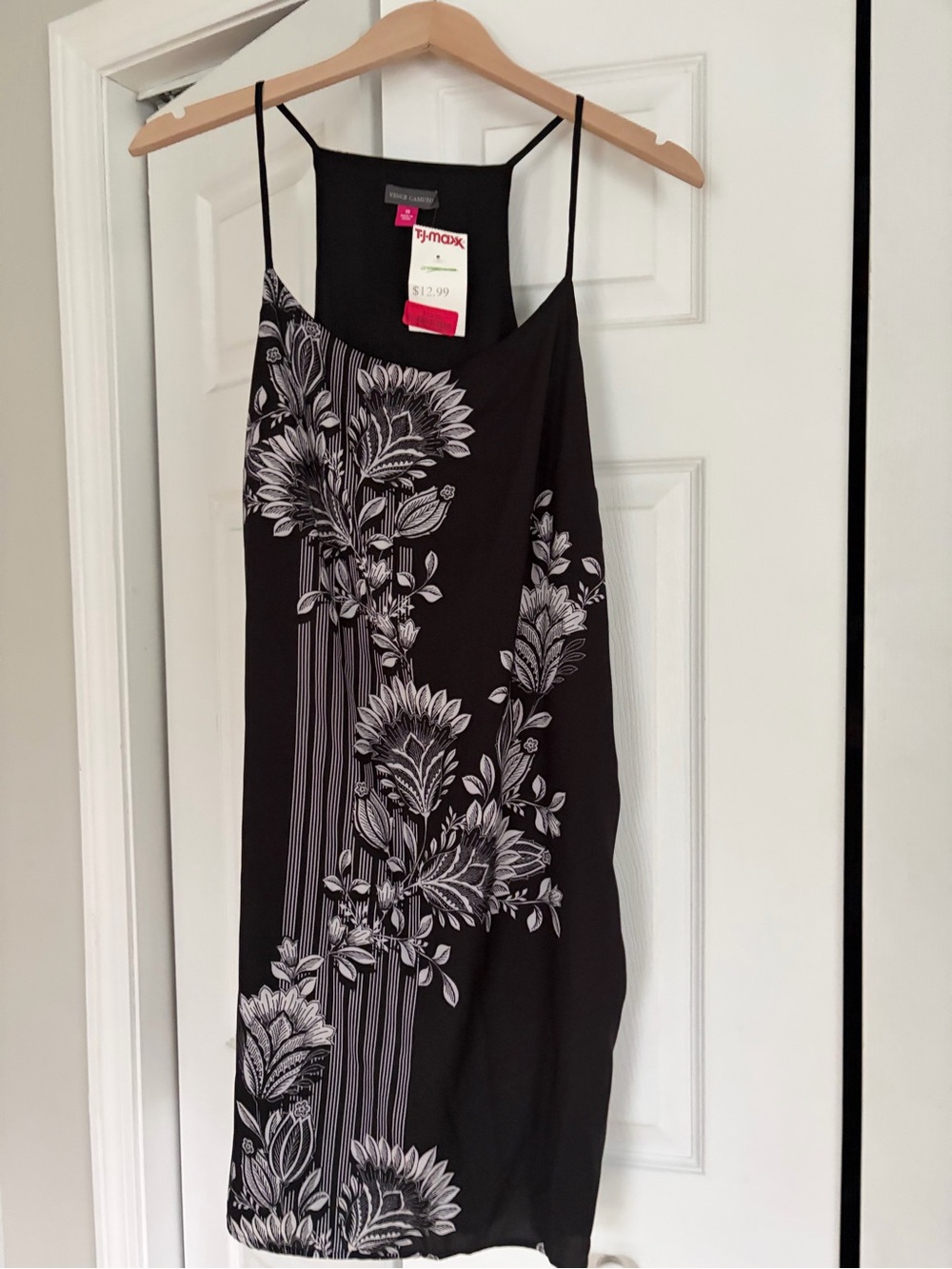 Vince Camuto Black Slip Cami with White Floral Print